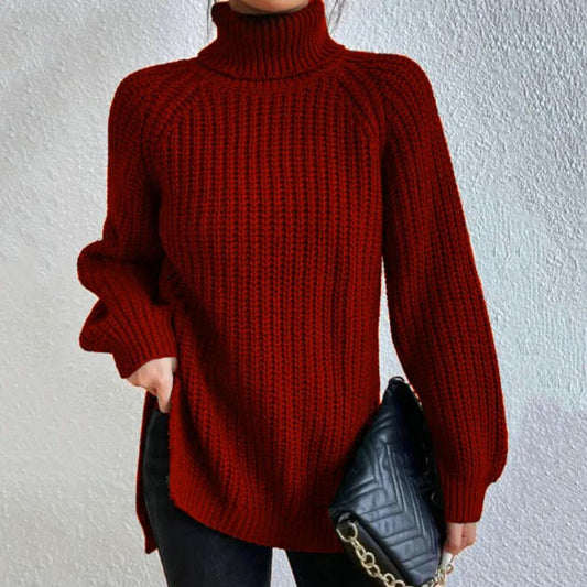 Sweter damski | golf, luźny krój