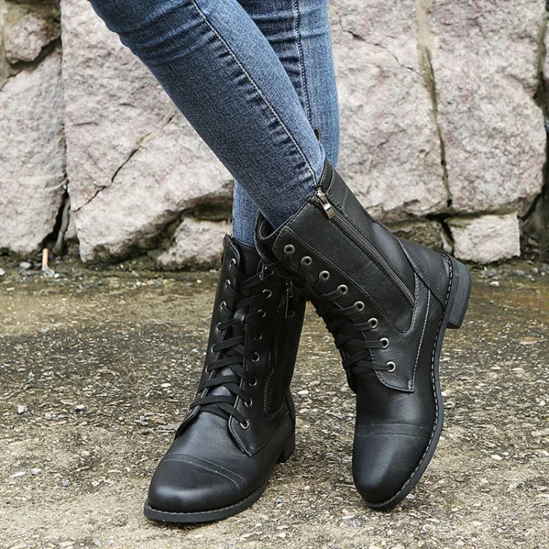 Trapery damskie | sznurowanie, boczny zamek