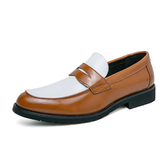 Mężczyźni | Loafers Domenico | Slip-on | Czarno-Białe Skórzane | Styl Casual i Elegancki
