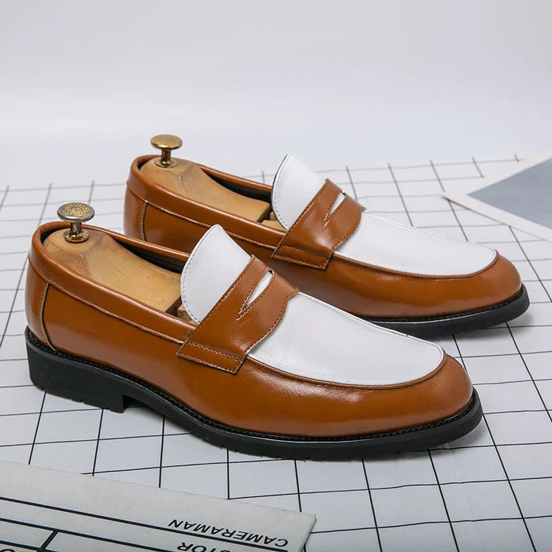 Mężczyźni | Loafers Domenico | Slip-on | Czarno-Białe Skórzane | Styl Casual i Elegancki