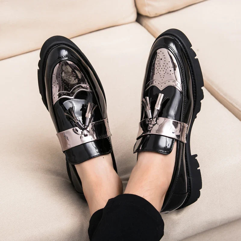 Mężczyźni | Loafers Slip-on Alessandro | Błyszczące Wykończenie | Ozdobne Frędzle | Styl Elegancki