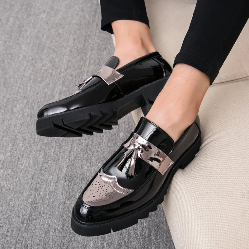 Mężczyźni | Loafers Slip-on Alessandro | Błyszczące Wykończenie | Ozdobne Frędzle | Styl Elegancki