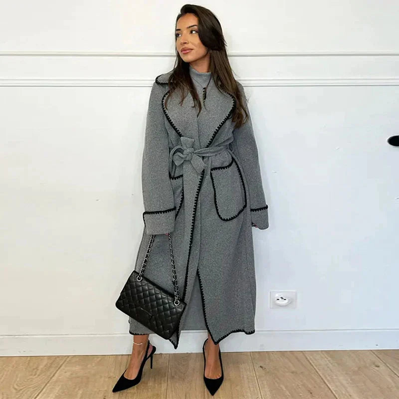 Lyanna - Stylowy Długi Wełniany Płaszcz na Jesień dla Kobiet