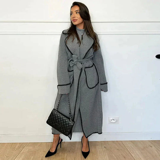 Lyanna - Stylowy Długi Wełniany Płaszcz na Jesień dla Kobiet