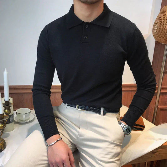 Sweter męski | jednolity wzór, długie rękawy