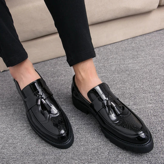 Mężczyźni | Loafers Slip-on Alessandro | Błyszczące Wykończenie | Ozdobne Frędzle | Styl Elegancki