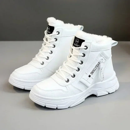 Buty zimowe damskie | futerko, wysoka cholewka