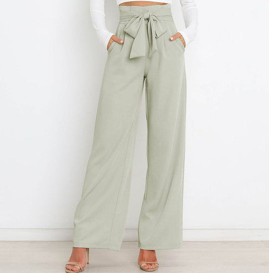 Damskie Spodnie z Wysokim Stanem i Szeroką Nogawką | Eleganckie Spodnie z Paskiem do Pracy i Na Co Dzień | Komfortowy Krój | Styl Smart Casual