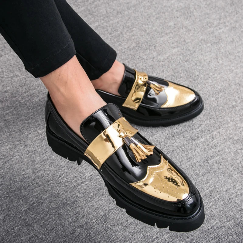 Mężczyźni | Loafers Slip-on Alessandro | Błyszczące Wykończenie | Ozdobne Frędzle | Styl Elegancki