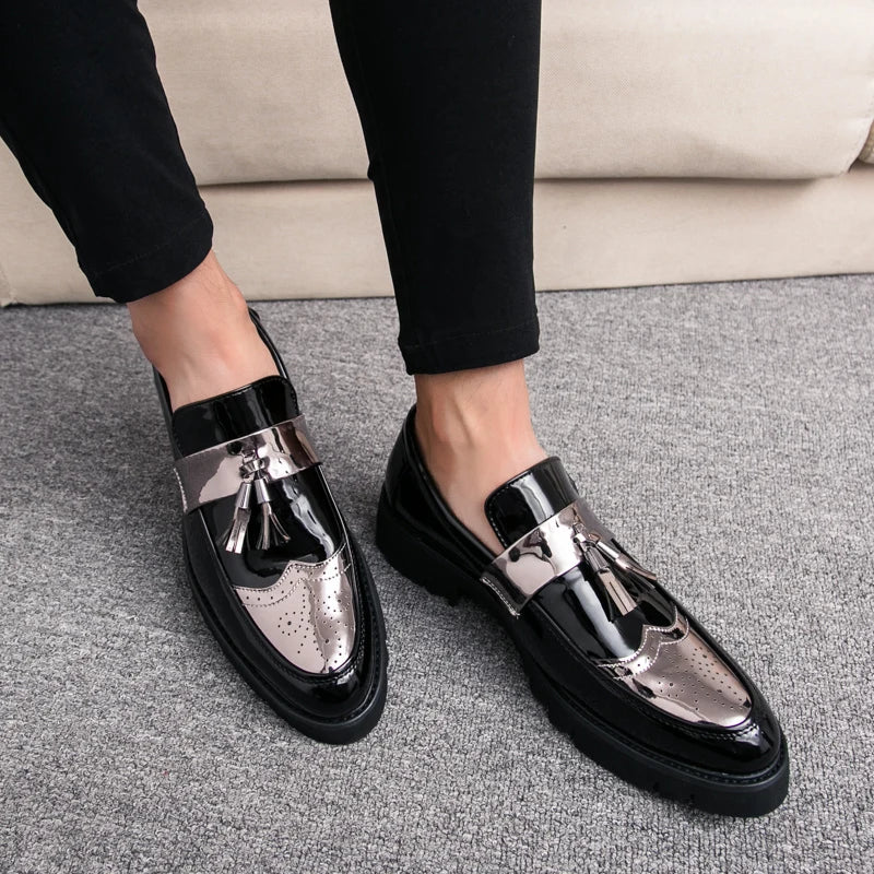 Mężczyźni | Loafers Slip-on Alessandro | Błyszczące Wykończenie | Ozdobne Frędzle | Styl Elegancki