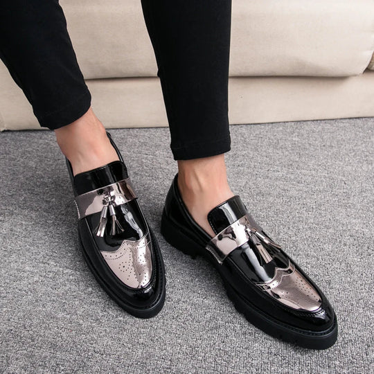 Mężczyźni | Loafers Slip-on Alessandro | Błyszczące Wykończenie | Ozdobne Frędzle | Styl Elegancki