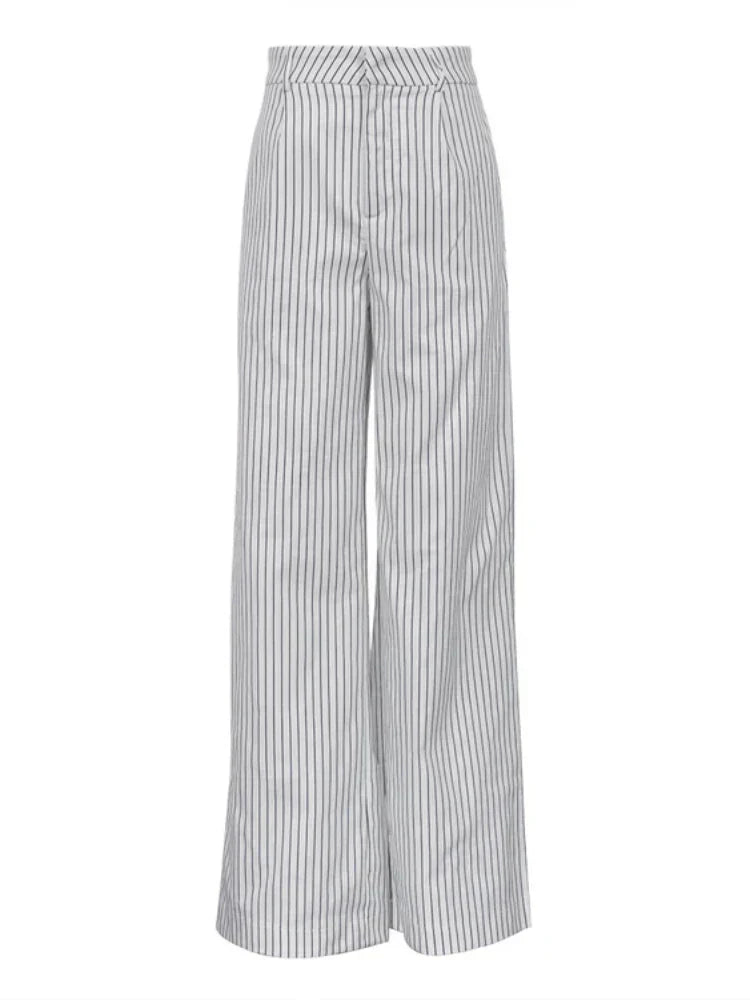 Damskie Spodnie z Wysokim Stanem i Szeroką Nogawką | Elegancki Krój z Fałdami i Kieszeniami | Komfortowe Spodnie do Pracy i Na Co Dzień | Styl Smart Casual
