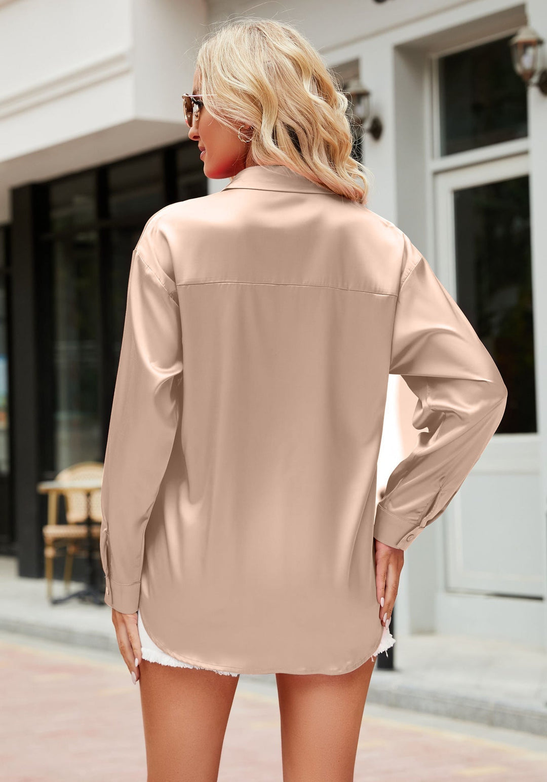 Damska Bluzka o Płynnym Kroju | Długi Rękaw | Elegancki Casual | Do Pracy i Wieczornych Stylizacji