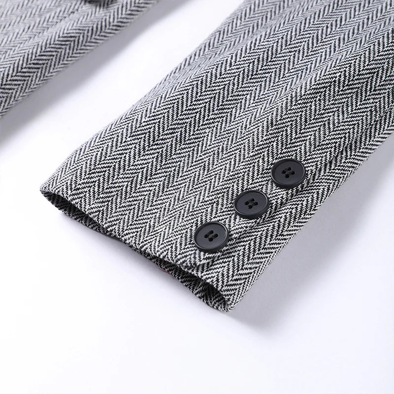 Damski | Zestaw Garniturowy 3-Częściowy | Blazer | Top Gorsetowy | Spodnie z Wysokim Stanem | Pat | Elegancki