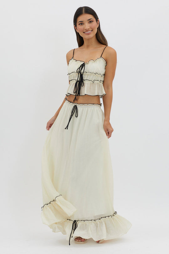 Roxy | Dwuczęściowy zestaw letni | Crop top & maxi spódnica | Boho | Lekki i komfortowy