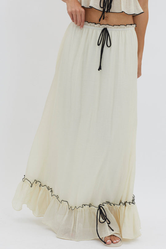 Roxy | Dwuczęściowy zestaw letni | Crop top & maxi spódnica | Boho | Lekki i komfortowy