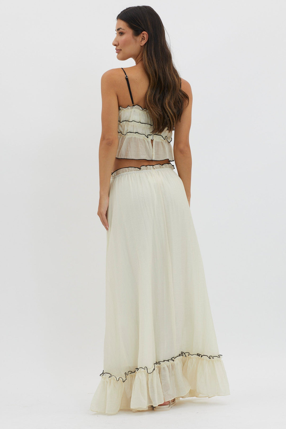 Roxy | Dwuczęściowy zestaw letni | Crop top & maxi spódnica | Boho | Lekki i komfortowy