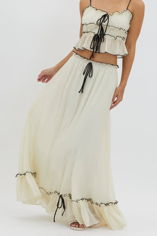 Roxy | Dwuczęściowy zestaw letni | Crop top & maxi spódnica | Boho | Lekki i komfortowy