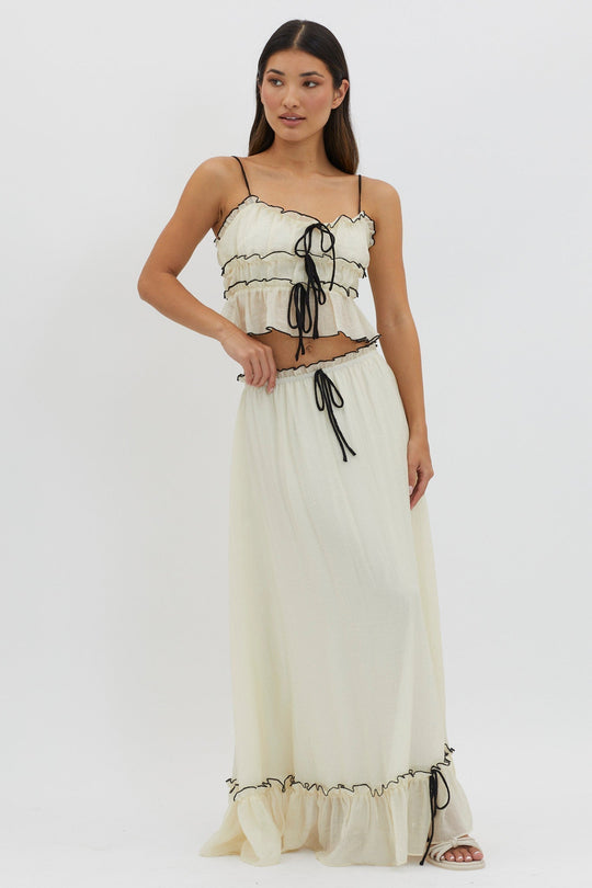 Roxy | Dwuczęściowy zestaw letni | Crop top & maxi spódnica | Boho | Lekki i komfortowy