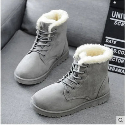 Buty zimowe damskie | futerko, sznurowanie
