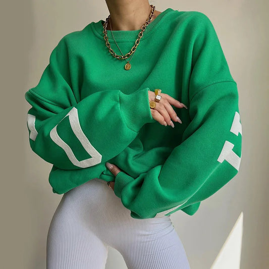 Bluza damska | graficzne rękawy, krój oversize