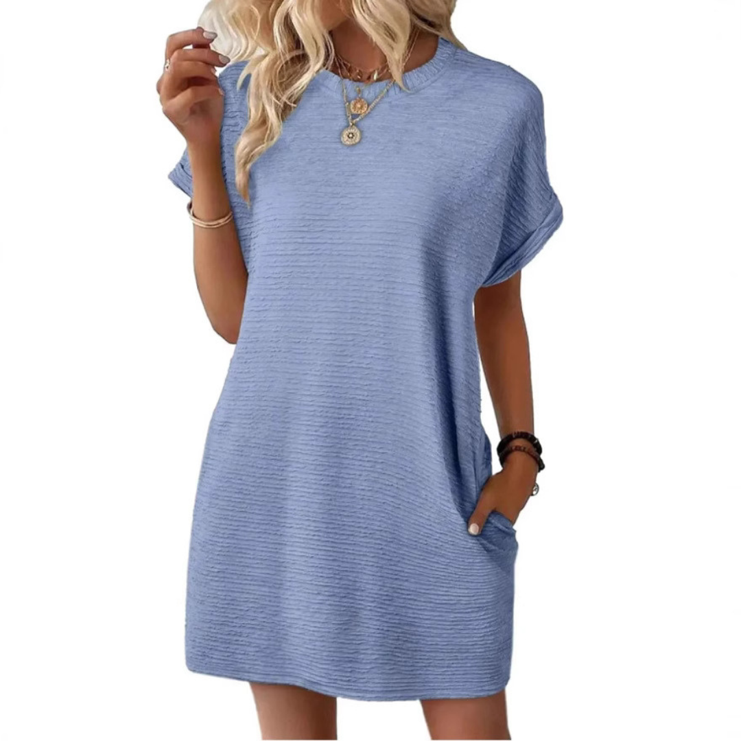 Sacha | Damska sukienka mini T-shirt | Krótki rękaw | Casualowa letnia sukienka z okrągłym dekoltem