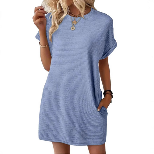 Sacha | Damska sukienka mini T-shirt | Krótki rękaw | Casualowa letnia sukienka z okrągłym dekoltem