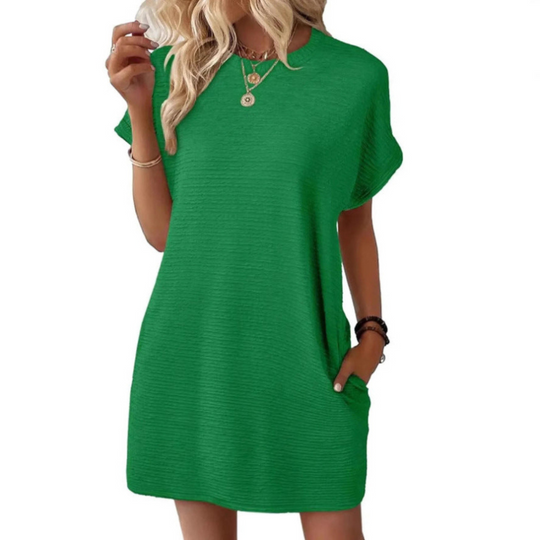Sacha | Damska sukienka mini T-shirt | Krótki rękaw | Casualowa letnia sukienka z okrągłym dekoltem