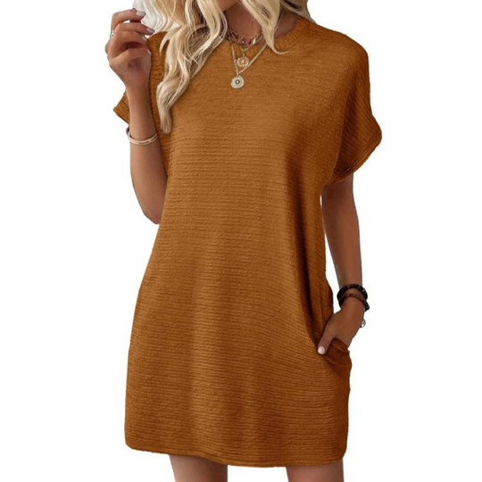 Sacha | Damska sukienka mini T-shirt | Krótki rękaw | Casualowa letnia sukienka z okrągłym dekoltem