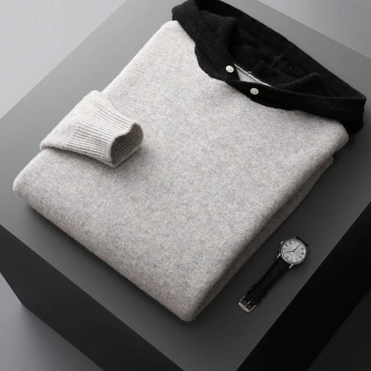 Bluza męska z kapturem | dwukolorowy design, detal V