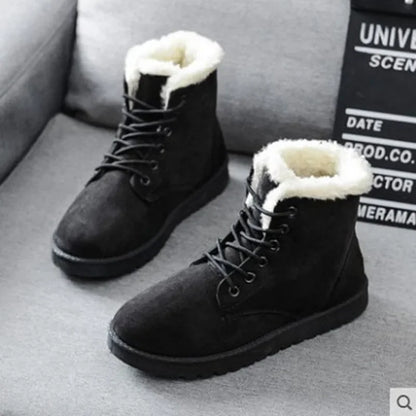 Buty zimowe damskie | futerko, sznurowanie