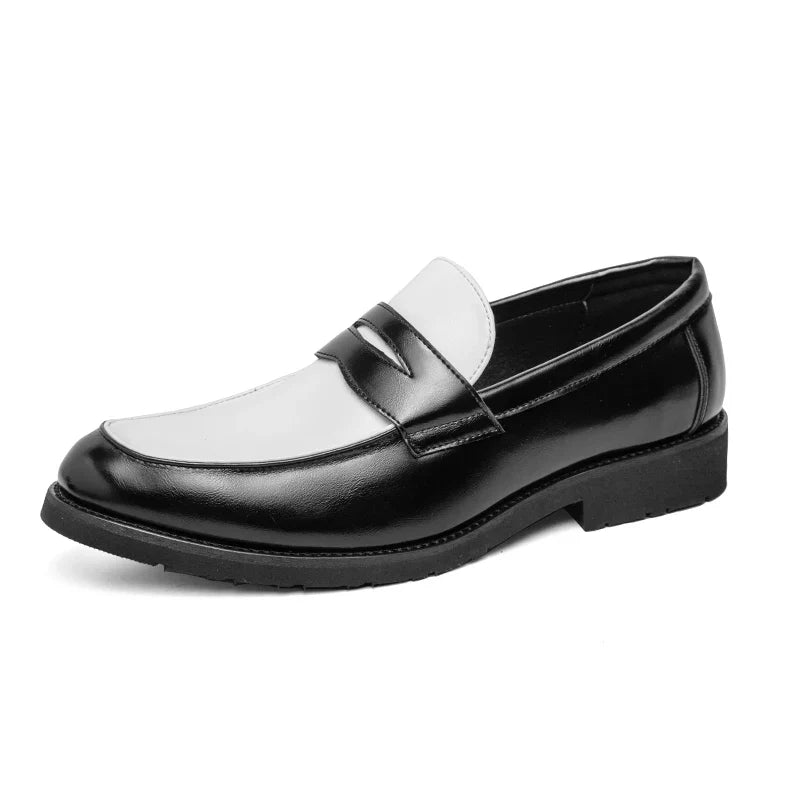 Mężczyźni | Loafers Domenico | Slip-on | Czarno-Białe Skórzane | Styl Casual i Elegancki