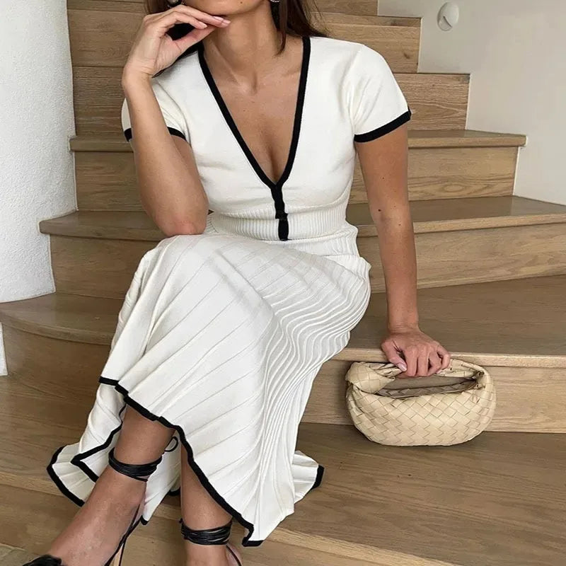 Kobieta | Stylowy Zestaw 2-Częściowy | Krótki Top | Długa Spódnica | Elegancki Komplet