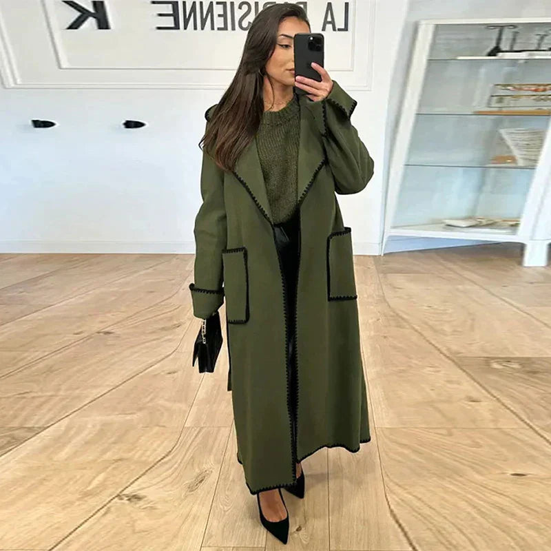 Lyanna - Stylowy Długi Wełniany Płaszcz na Jesień dla Kobiet