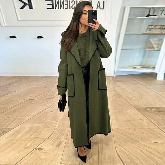 Lyanna - Stylowy Długi Wełniany Płaszcz na Jesień dla Kobiet
