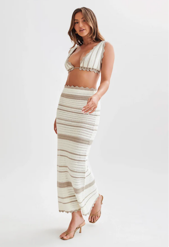 Candice | Elegancki Zestaw | Szydełkowy | W Paski | Modny | Komfortowy