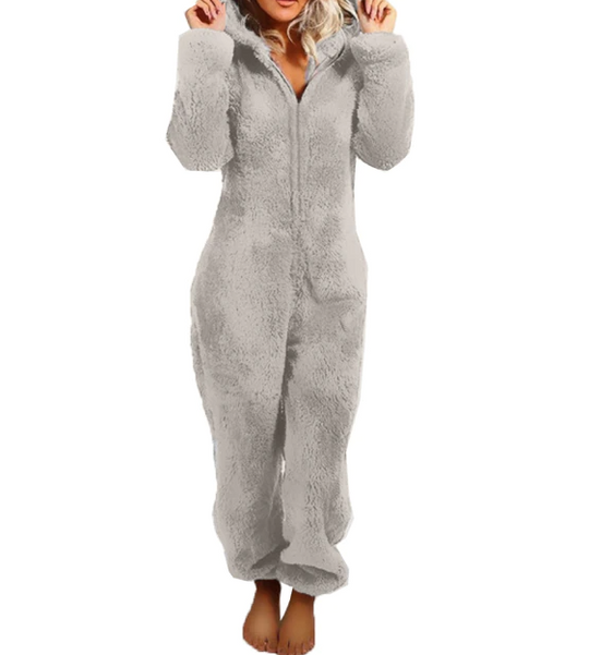 Damski | Onesie Loungewear | Fleece/Sherpa | Uszka Misia | Luźny Krój | Komfortowy