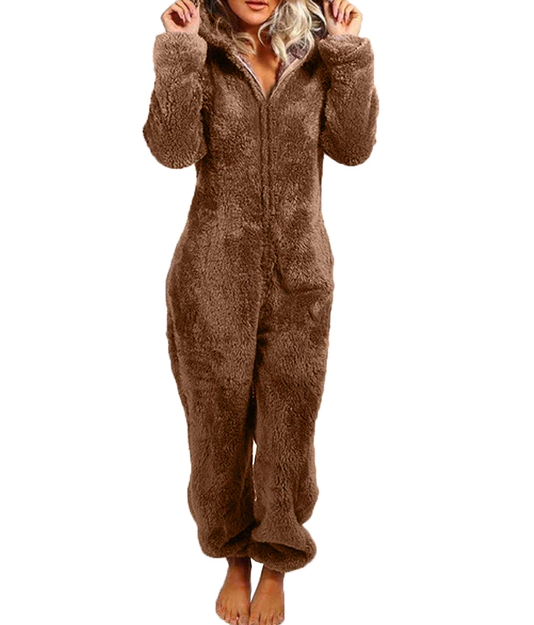 Damski | Onesie Loungewear | Fleece/Sherpa | Uszka Misia | Luźny Krój | Komfortowy