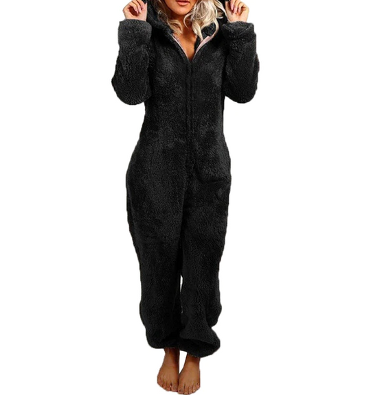 Damski | Onesie Loungewear | Fleece/Sherpa | Uszka Misia | Luźny Krój | Komfortowy