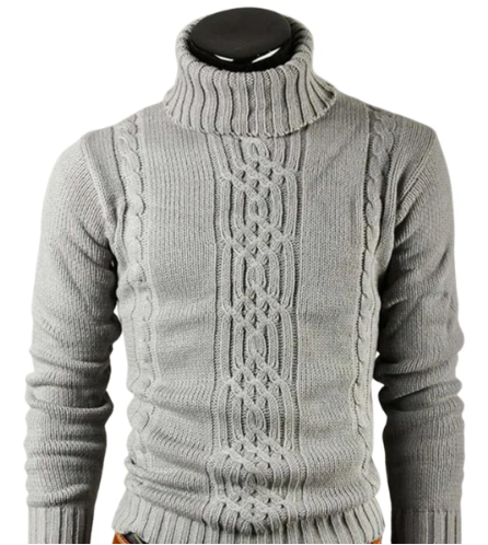 Sweter z klasycznym, skręconym kołnierzem dla mężczyzn | Idealny na zimę