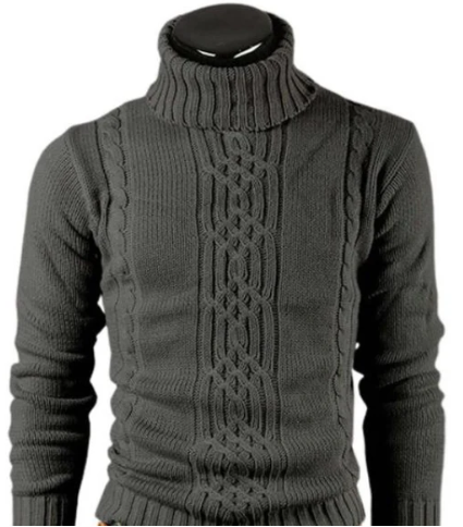 Sweter z klasycznym, skręconym kołnierzem dla mężczyzn | Idealny na zimę