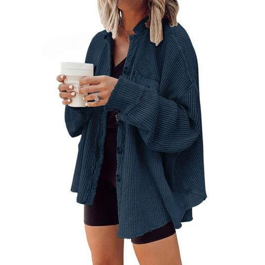 Kobieta | Kurtka z Kordu | Nieregularny Kaptur | Styl Casualowy i Nowoczesny