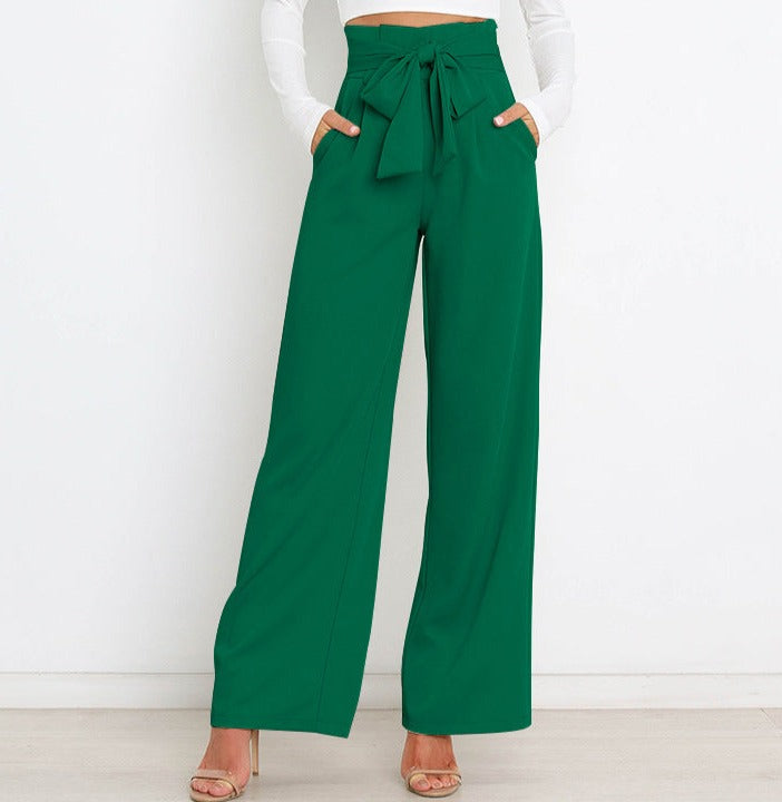 Damskie Spodnie z Wysokim Stanem i Szeroką Nogawką | Eleganckie Spodnie z Paskiem do Pracy i Na Co Dzień | Komfortowy Krój | Styl Smart Casual