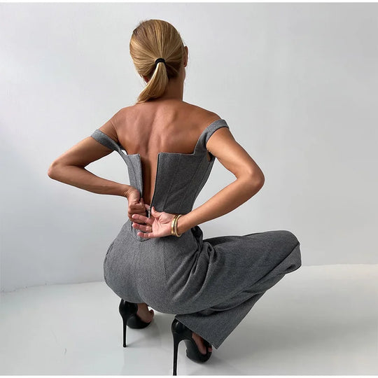 Damski | Zestaw Garniturowy 3-Częściowy | Blazer | Top Gorsetowy | Spodnie z Wysokim Stanem | Pat | Elegancki