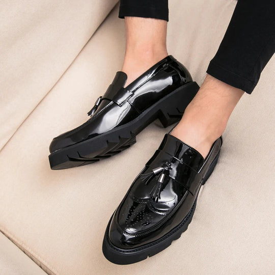 Mężczyźni | Loafers Slip-on Alessandro | Błyszczące Wykończenie | Ozdobne Frędzle | Styl Elegancki