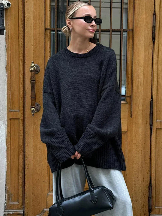 Sweter damski | oversize, dekolt