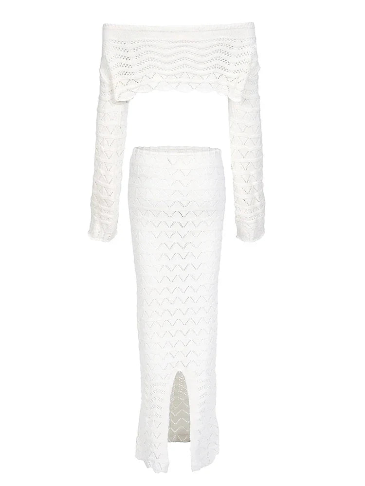 Aleia | Uroczy Zestaw | Warkocze | Długa Spódnica | Krótki Top | Modny