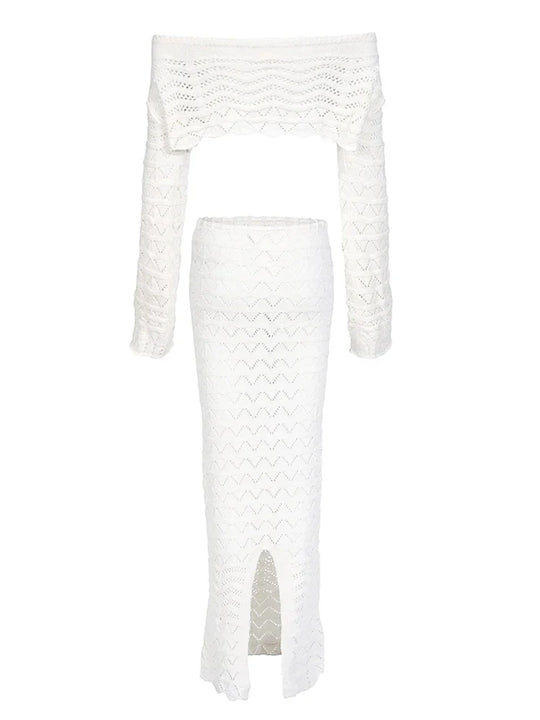 Aleia | Uroczy Zestaw | Warkocze | Długa Spódnica | Krótki Top | Modny