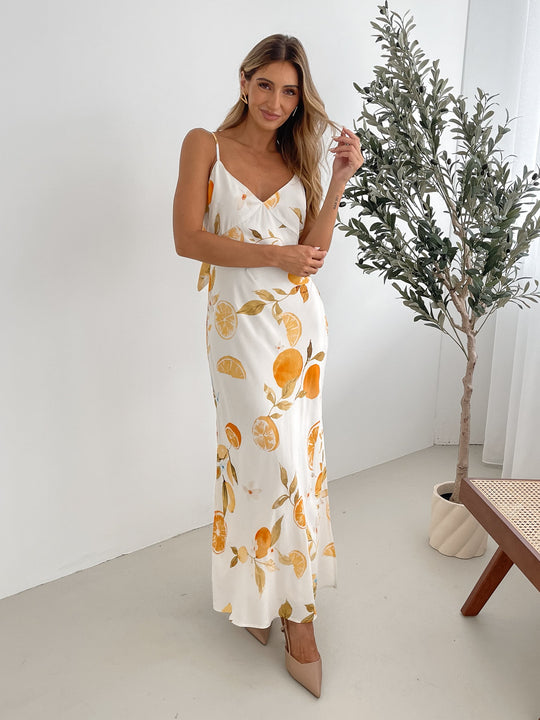 Kobieta | Sukienka Maxi | Fit and Flare | Dekolt V | Cienkie Ramiączka | Print