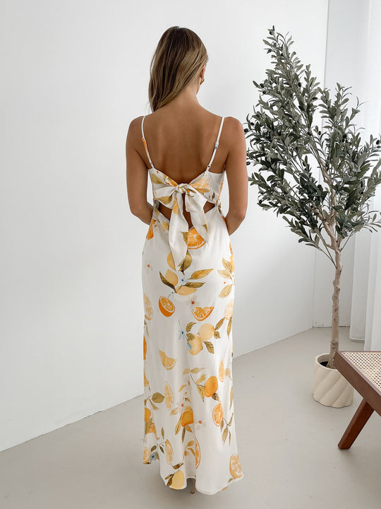 Kobieta | Sukienka Maxi | Fit and Flare | Dekolt V | Cienkie Ramiączka | Print